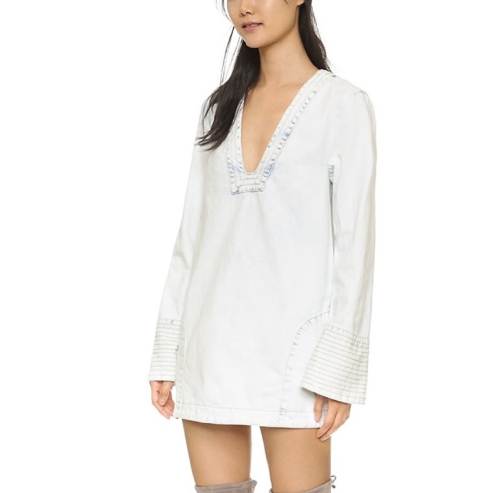 Free People Dreaming of Denim Tunic in Cloud Wash sz small